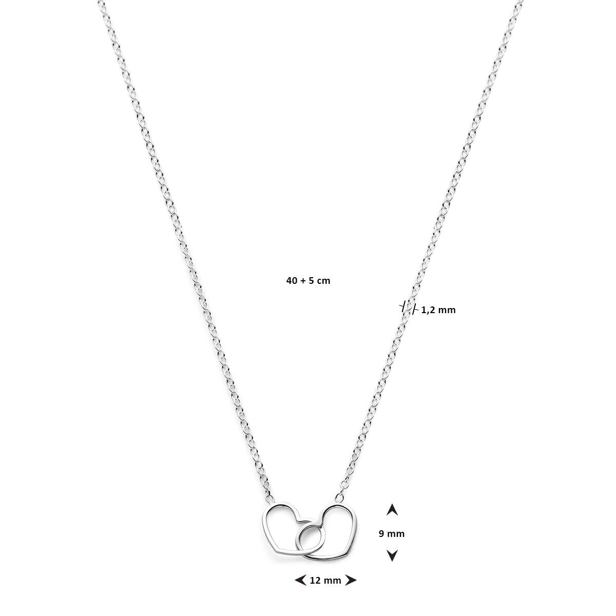 Silberkette mit doppelten Herzen – rhodiniertes Anker-Collier