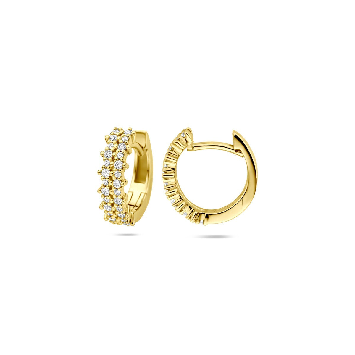14 Karat Gelbgold Klappcreolen mit Diamant – 0,27 ct, 12,5 x 4 mm