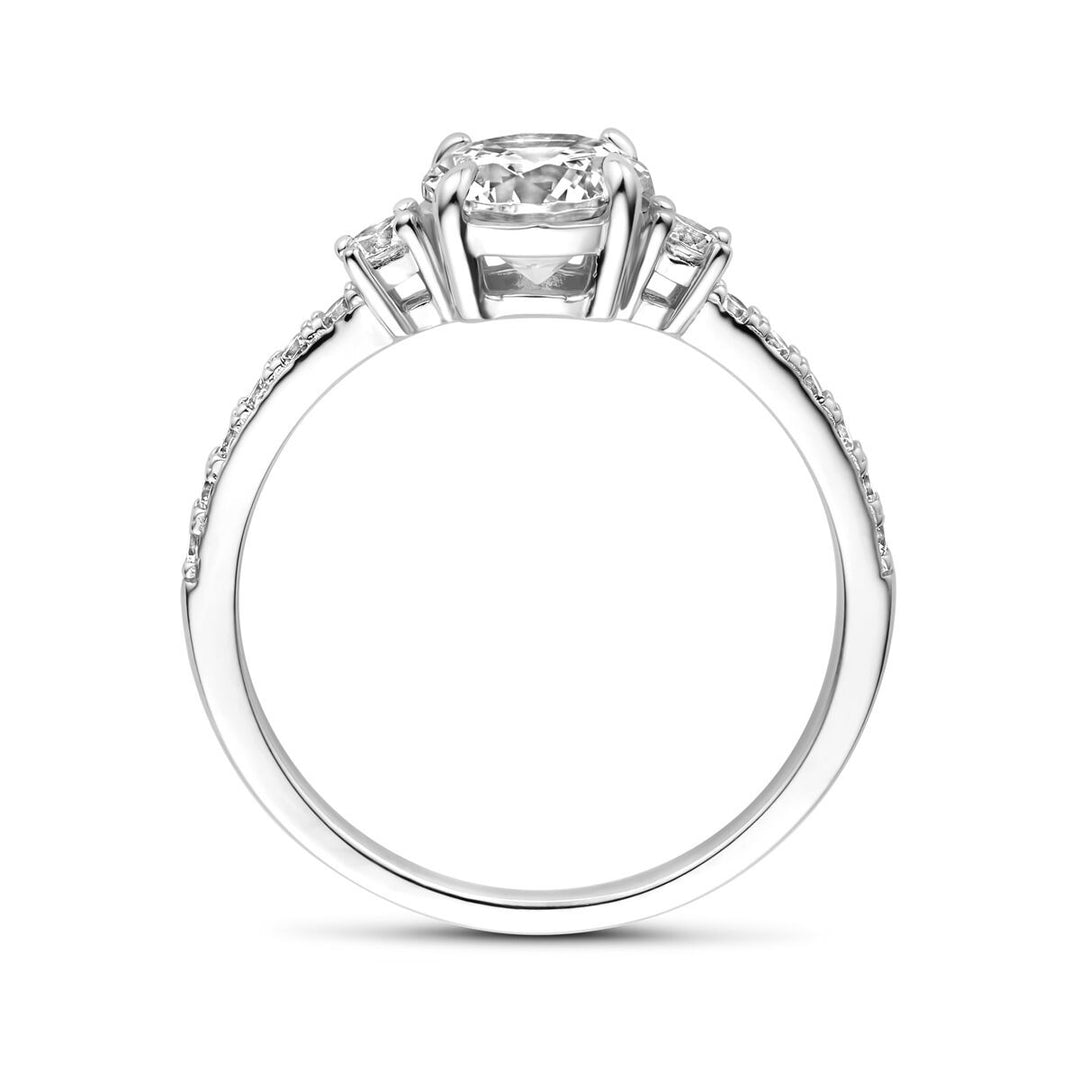 Zilveren damesring met briljant geslepen zirkonia – gerhodineerd 925 zilver, 6,5 mm breed