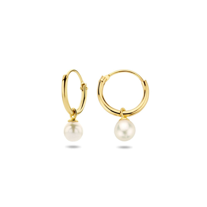 Ohrringe mit Anhänger Süßwasserperle 14K Gelbgold