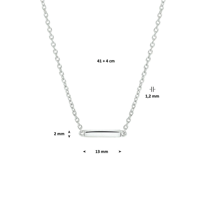 Halskettenstange 41 + 4 cm Silber rhodiniert
