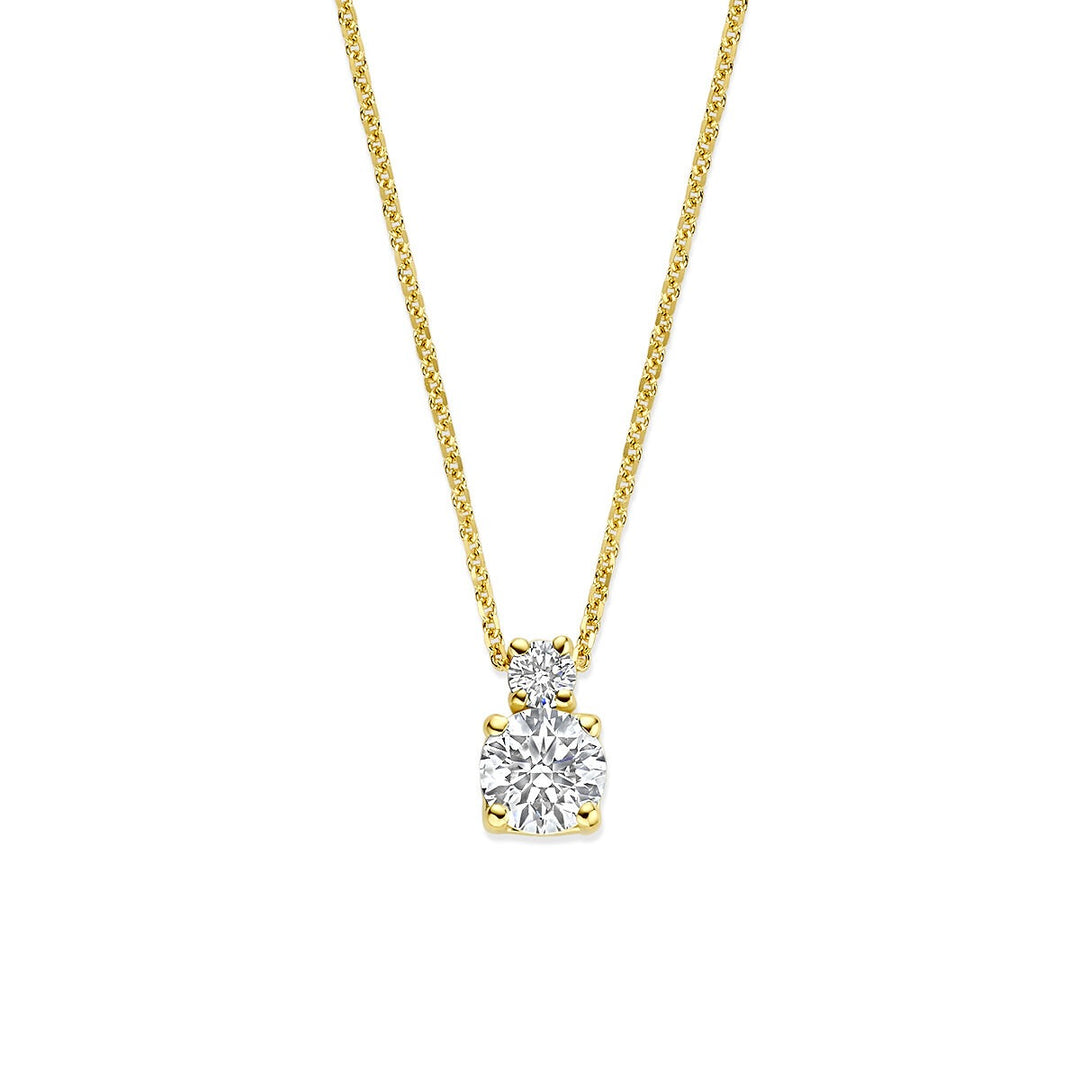 14k Geelgouden ketting met lab grown diamant