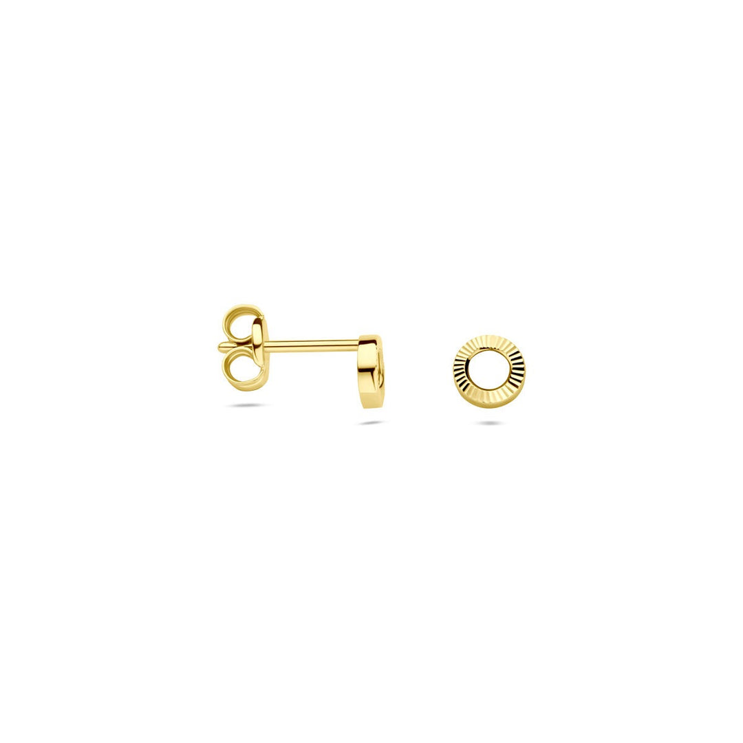 14k Geelgouden oorknoppen rond 4.5mm
