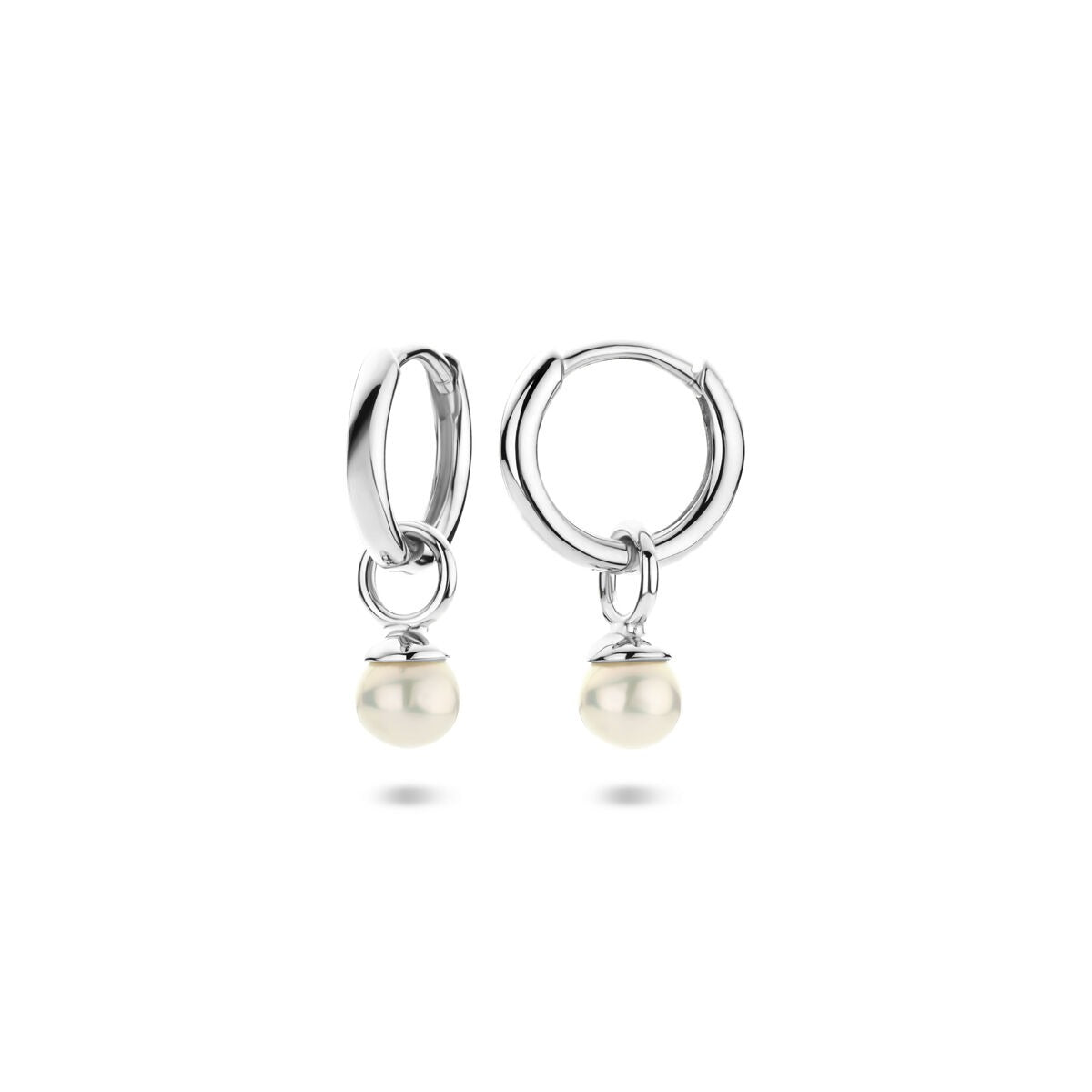 Klappcreolen aus Sterlingsilber mit Perle – rhodiniertes 925er Silber, 18 mm