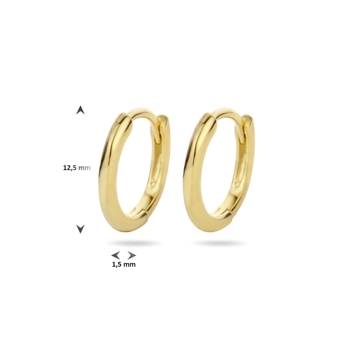 Vergoldete Klappcreolen für Damen – Gelbgold auf 925er Silber, halbrund 12,5 mm