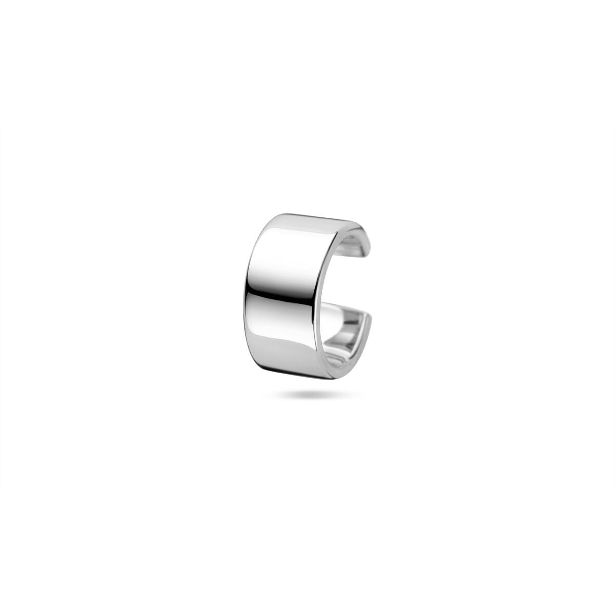Silberner Ear Cuff aus rhodiniertem 925 Silber, 11x5,5 mm, schlichtes Design ohne Verzierungen