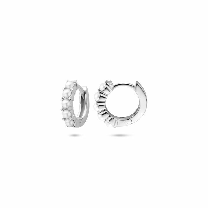 Gerhodineerd zilveren klapoorringen met parels – 10,5 mm