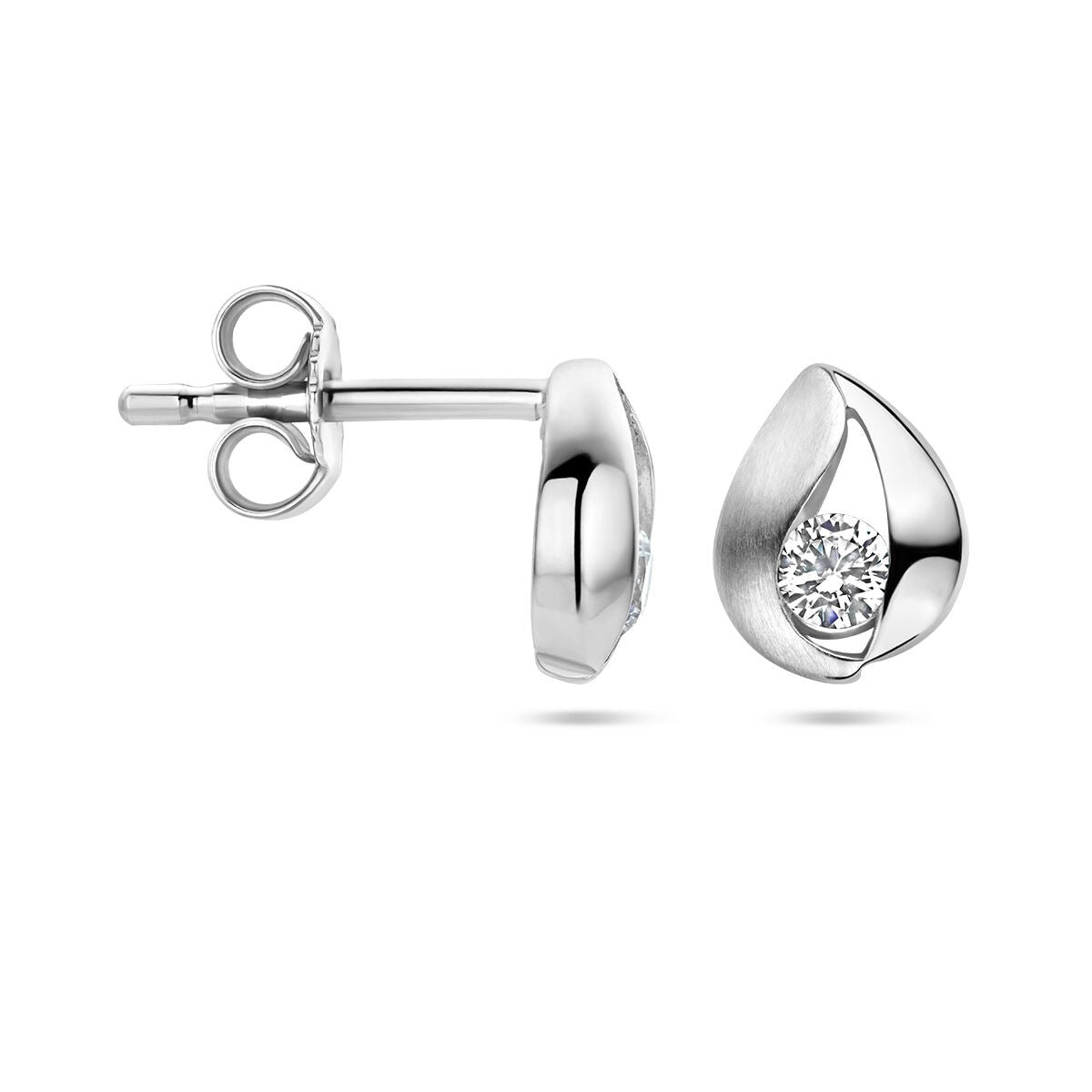 925 rhodiniertes Silber Ohrstecker mit Zirkonia