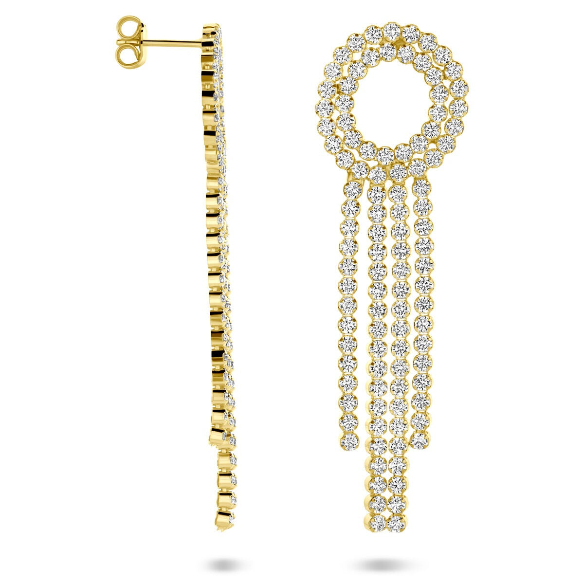 Vergoldete Silberohrringe mit Zirkonia – 62 mm