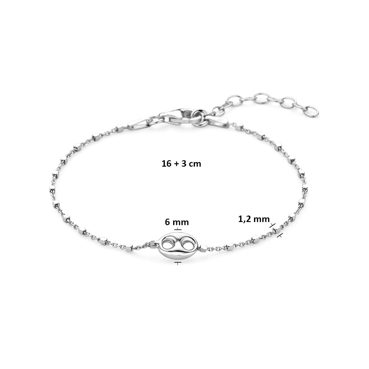 Rhodiniertes 925er Silber Kaffeebohnen Armband