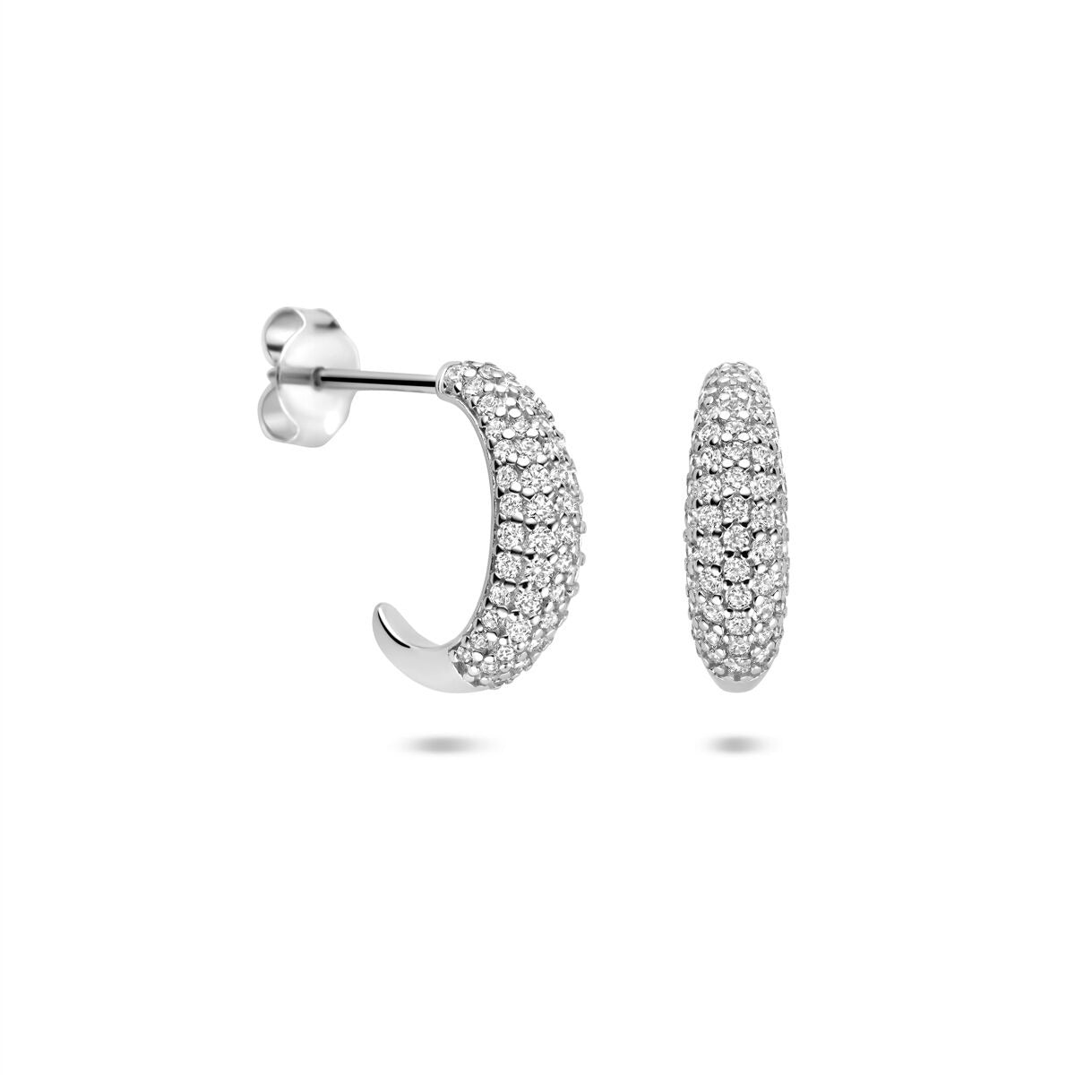 Silberne Steckerohrringe mit Zirkonia 14 mm