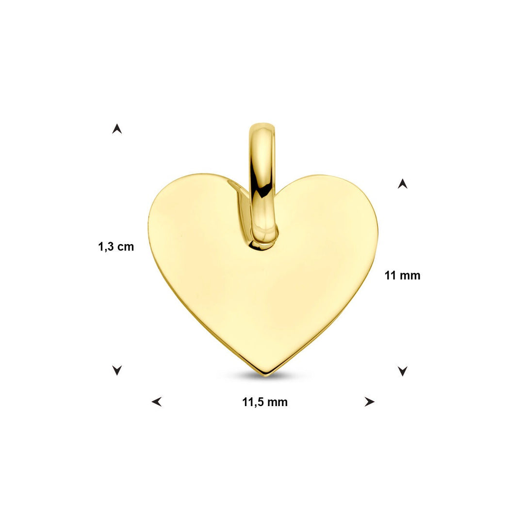 9k geelgouden graveerhanger in hartvorm