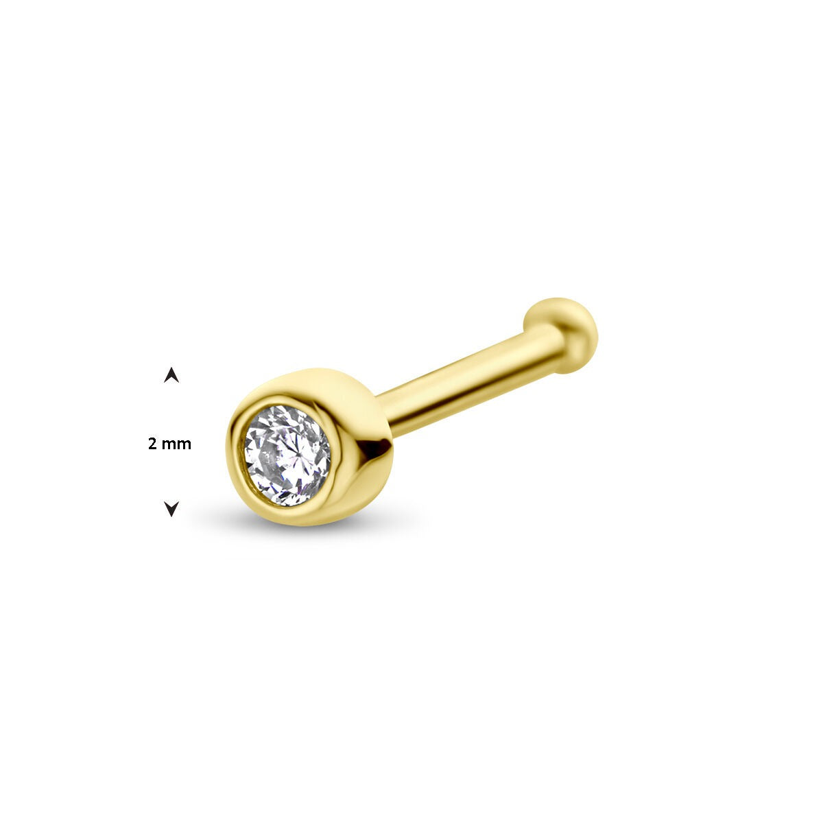 14k Gelbgold Nasenpiercing mit Zirkonia im Brillantschliff