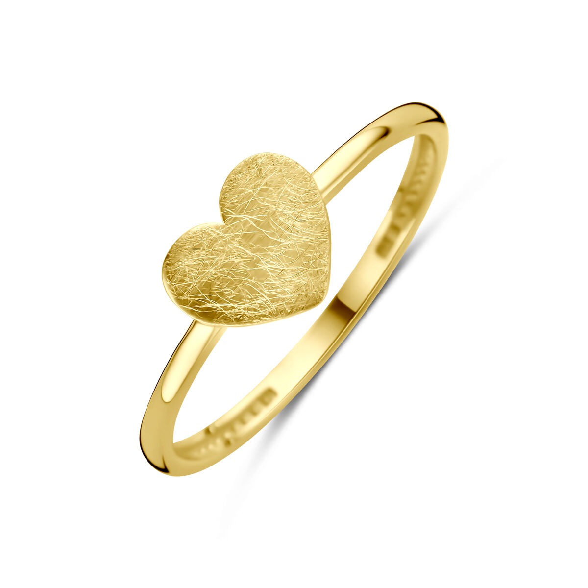 Ring aus 14k Gelbgold mit herzförmigem, strukturiertem Anhänger