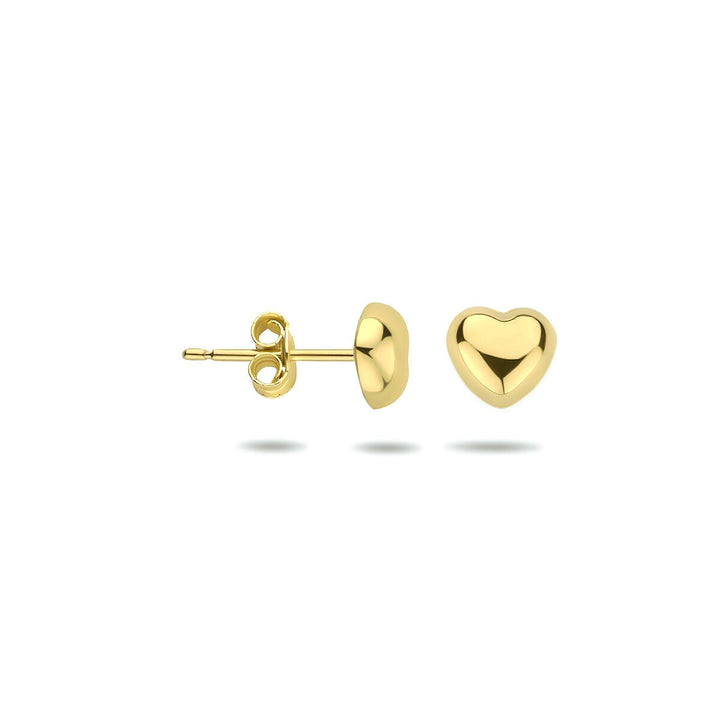 9k Geelgouden oorknoppen hartje