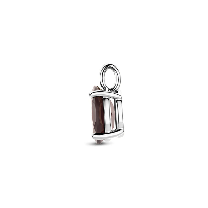 Zilveren hanger met granaat – gerhodineerd 925 zilver, 14 x 8 mm