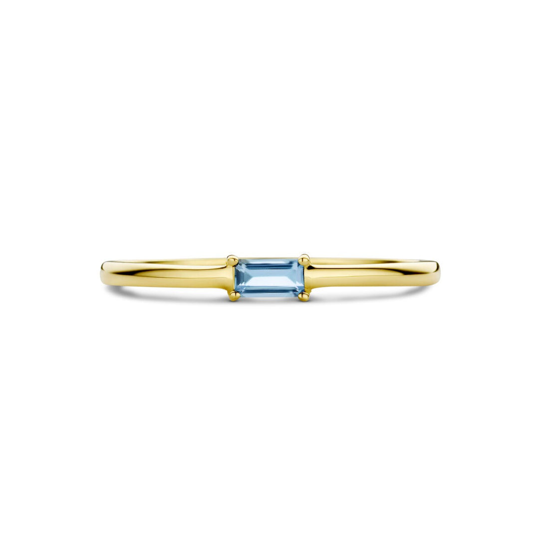 Ring mit Geburtsstein Aquamarin März 14K Gelbgold