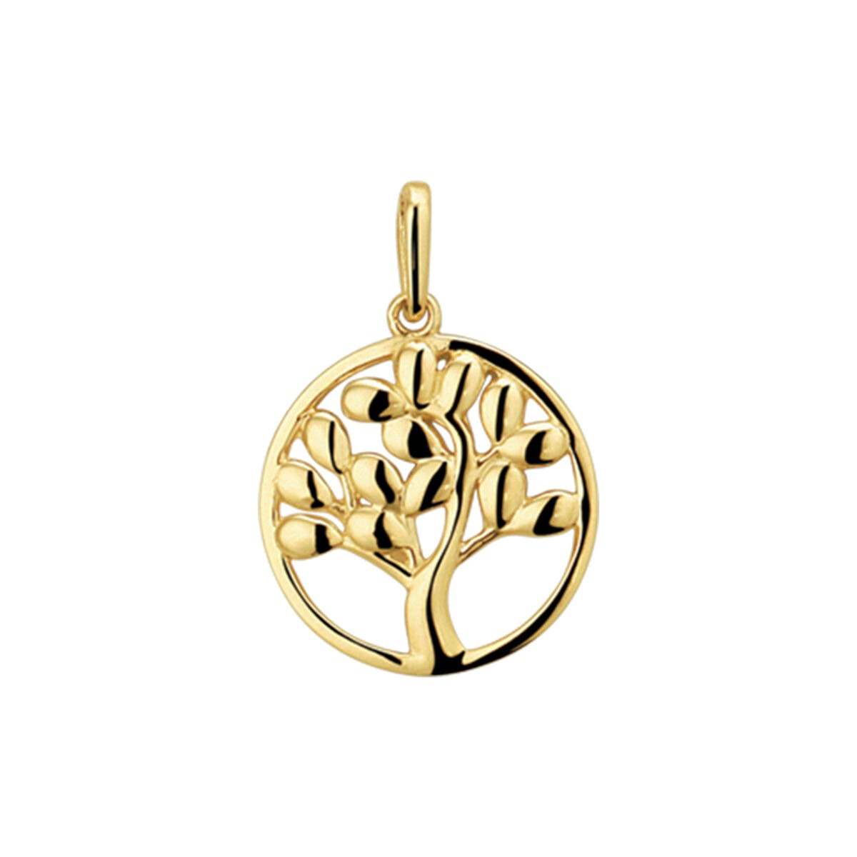 Hänger aus 9 Karat Gelbgold mit Lebensbaum-Motiv in runder Form