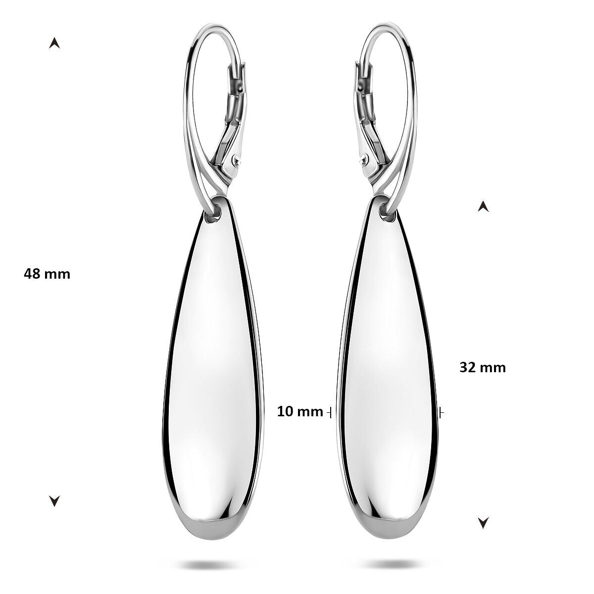 Damen-Ohrhänger Silber – tropfenförmiges Design 48 mm