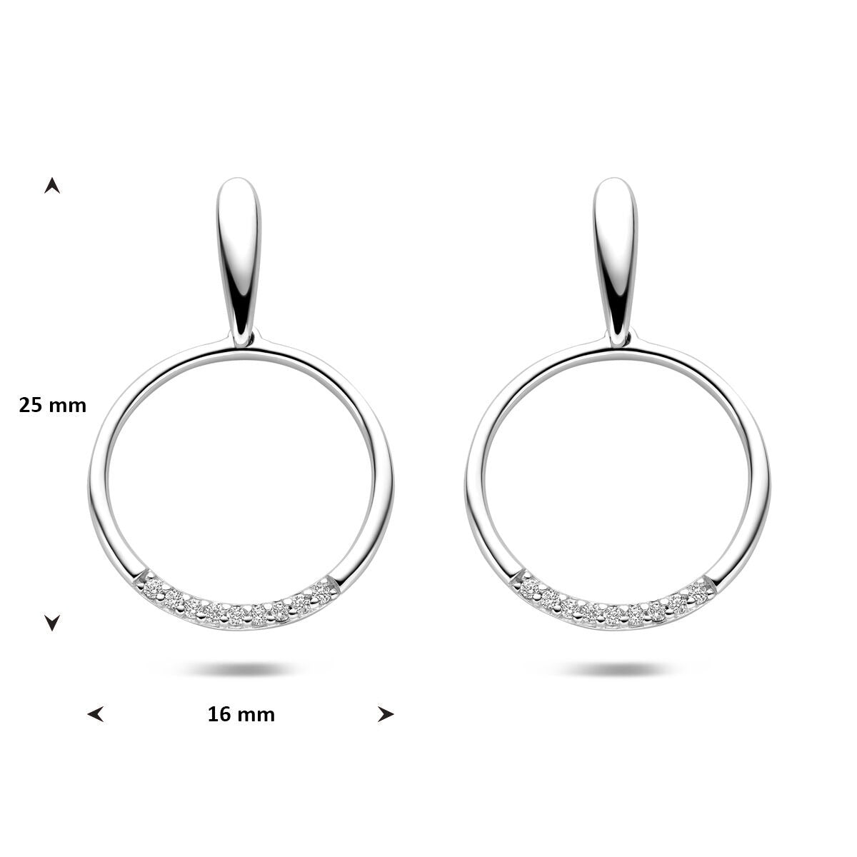 Silberohrstecker mit Zirkonia Damen 25 mm