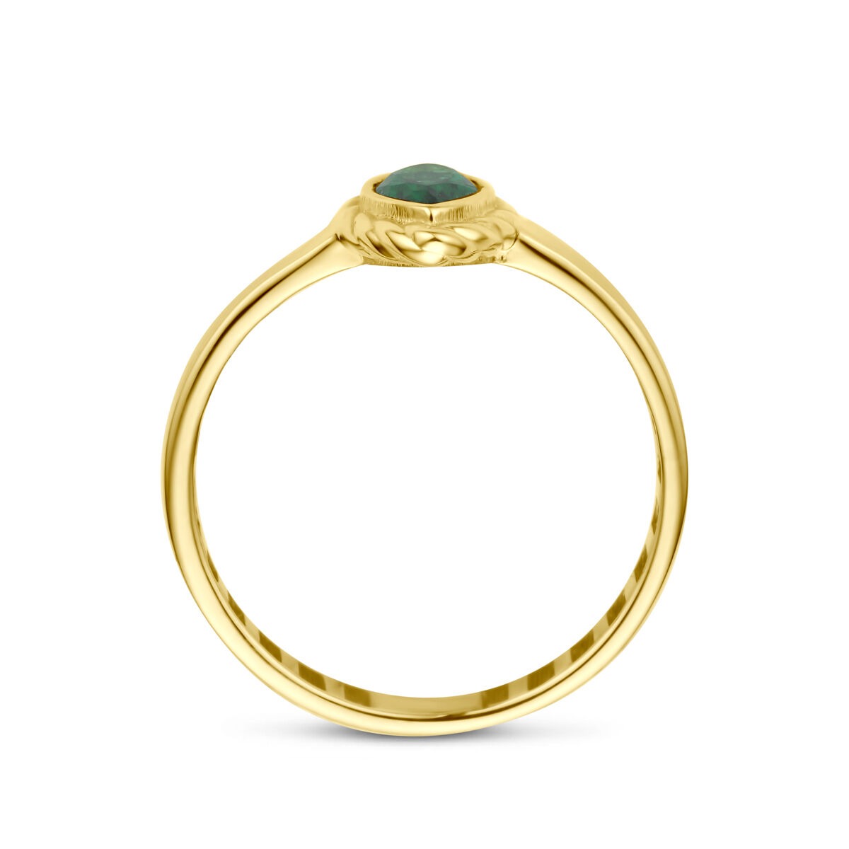 9 Karat Gelbgoldring mit grünem Zirkonia
