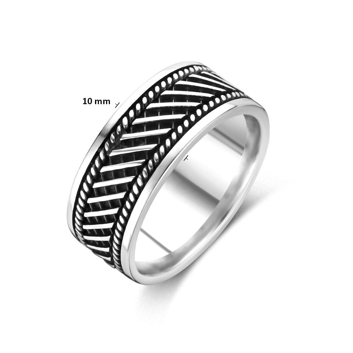 Silberner Herrenring oxidiert – 10mm breit