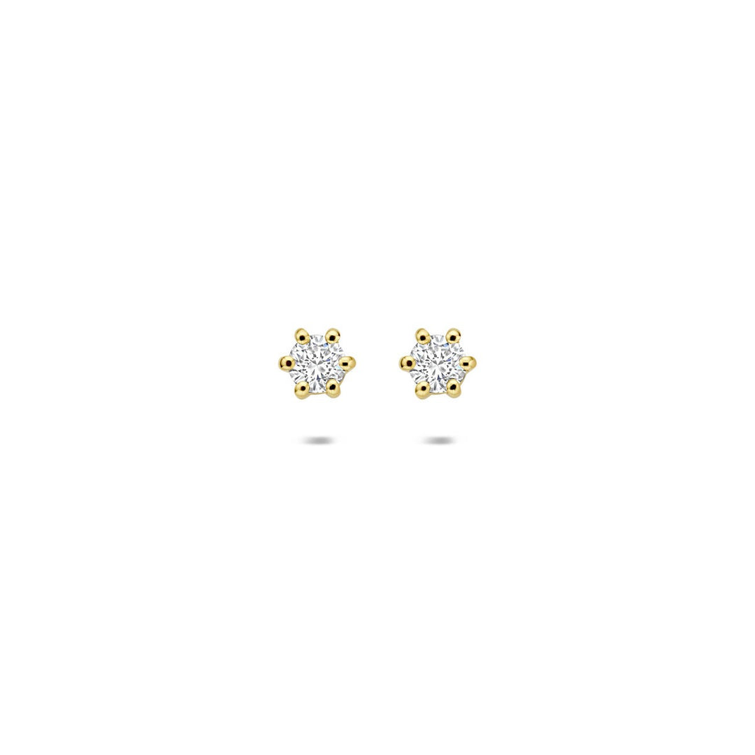 14k Geelgouden oorknoppen met lab grown diamant