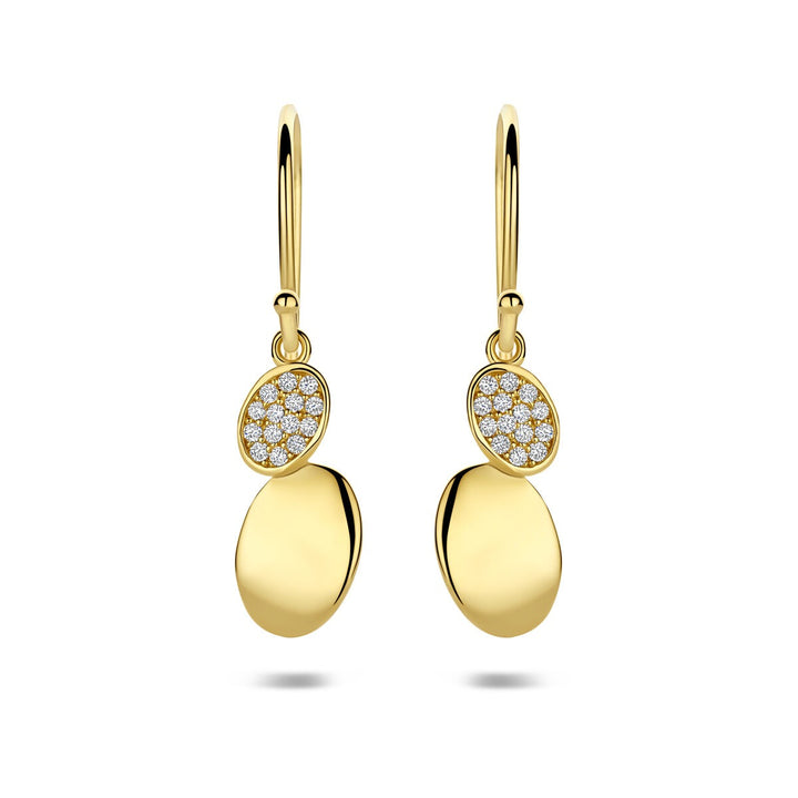 9k Geelgouden oorhangers met zirkonia