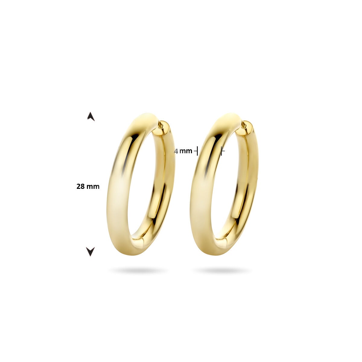 Vergoldete Klappcreolen für Damen – 28x4 mm rundes Modell