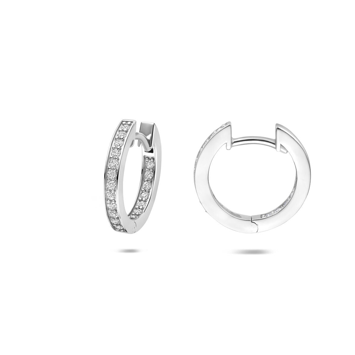 Klappcreolen aus 925er Silber mit Zirkonia – rhodiniert 15 mm