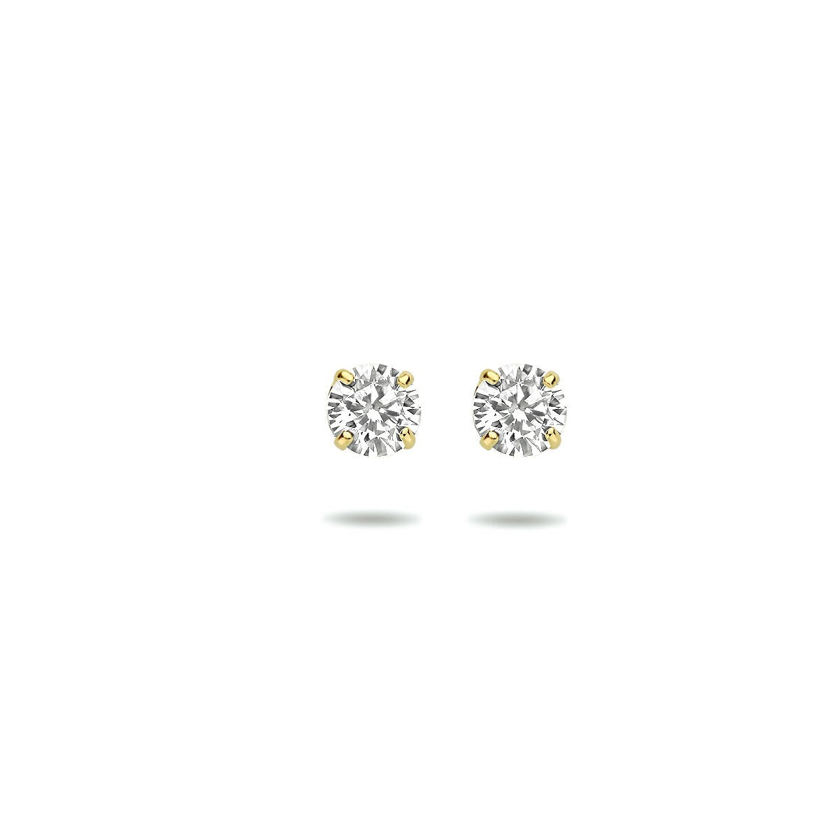 Ohrstecker aus 9k Gelbgold mit Zirkonia, rund und funkelnd, in klassischem Design
