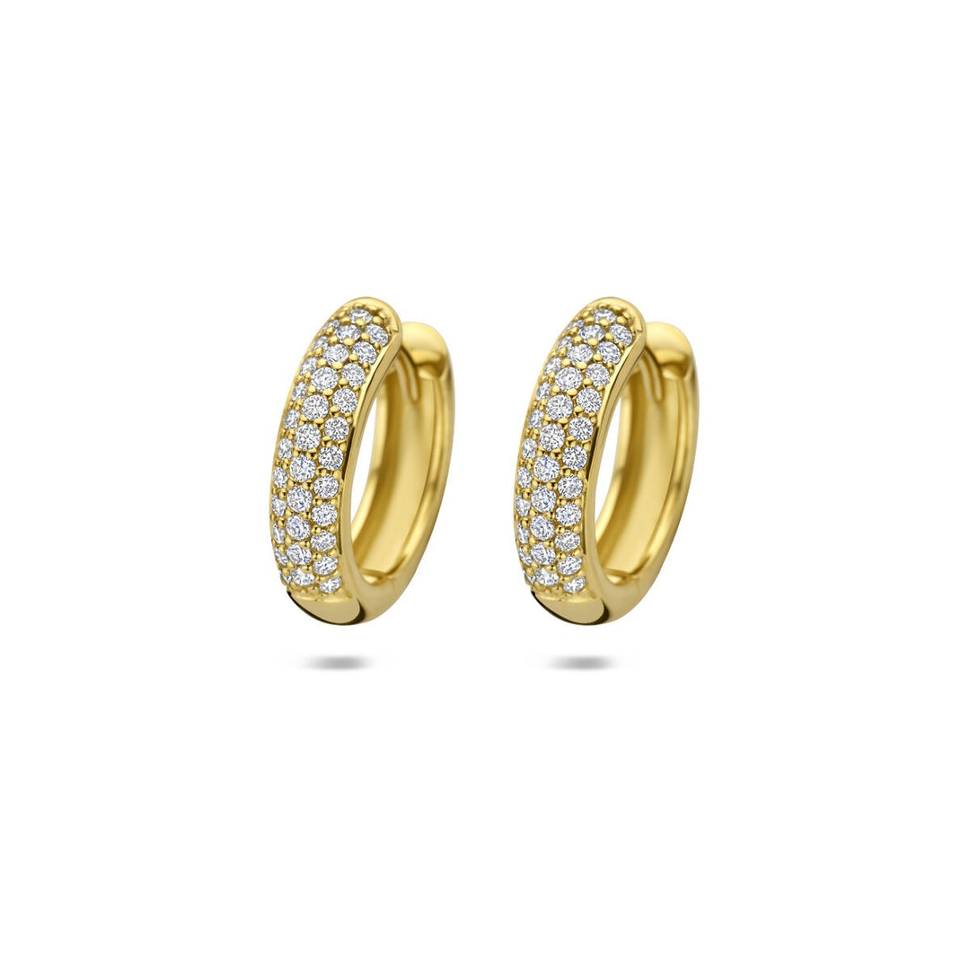14k Geelgouden klapoorringen met diamant