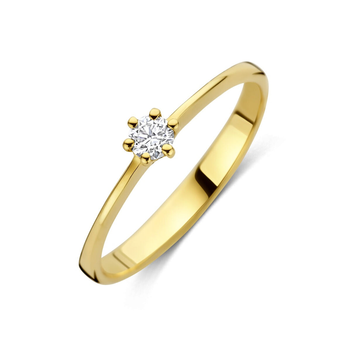 Ring aus 14 Karat Gelbgold mit einem lab-grown Diamanten in der Mitte