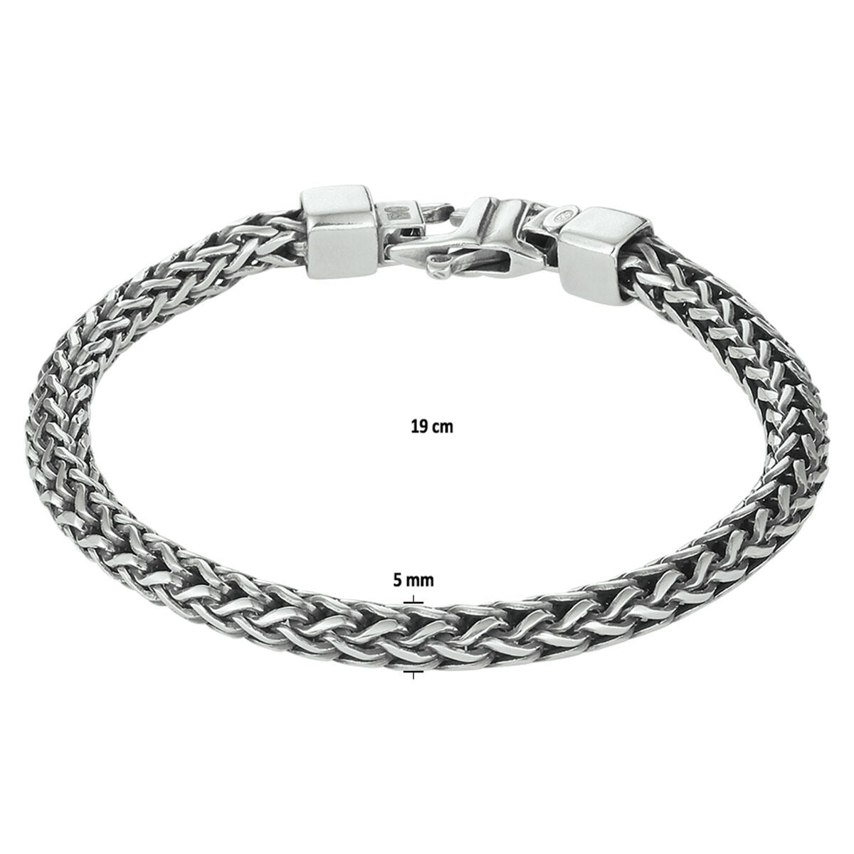 Armband Oxi Fuchsschwanz 5,0 mm Silber oxidiert