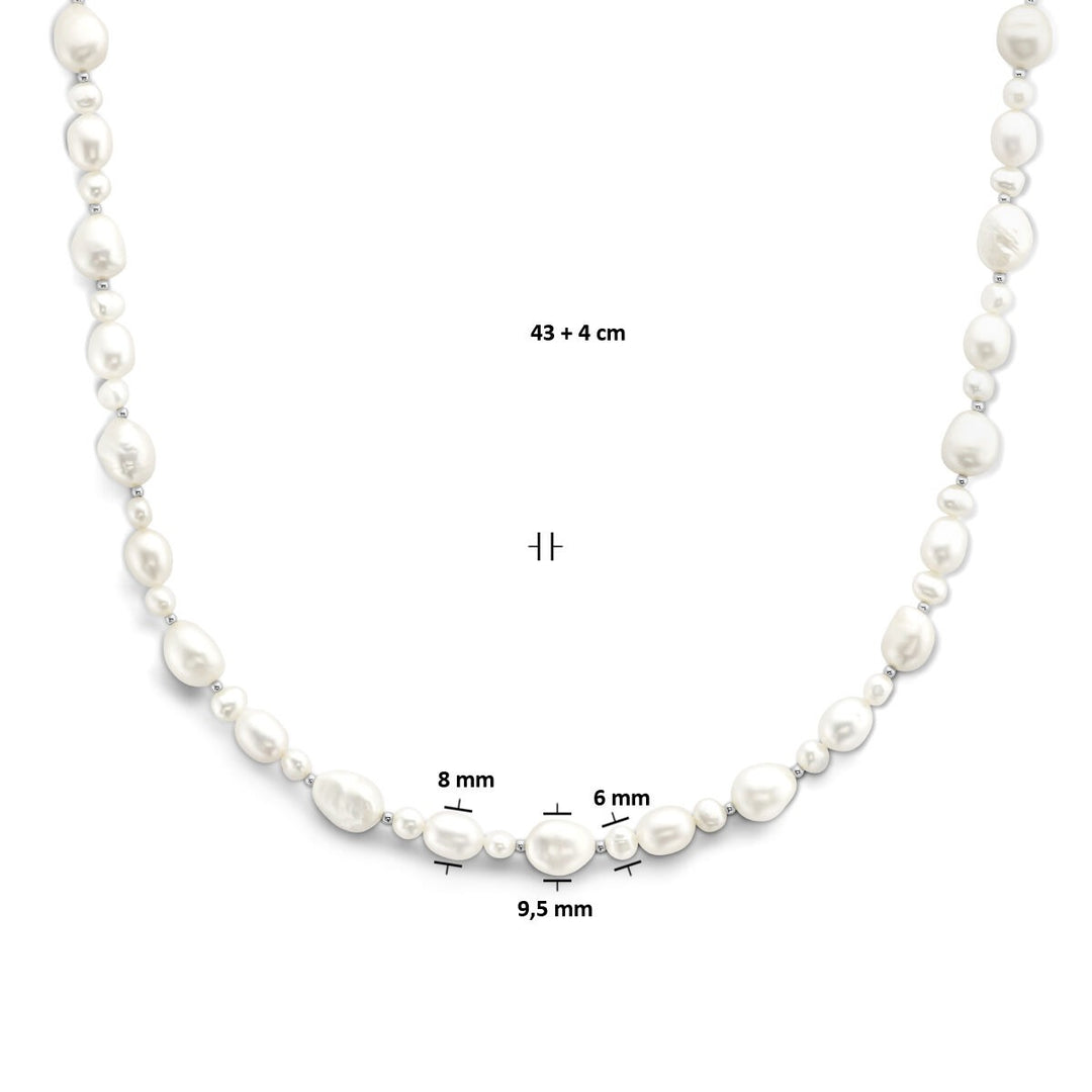 Halskette Perlen 43 + 4 cm Silber rhodiniert