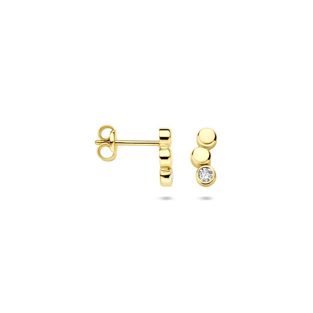 14K Gelbgold-Ohrstecker mit Zirkonia – 8,5 x 3,5 mm