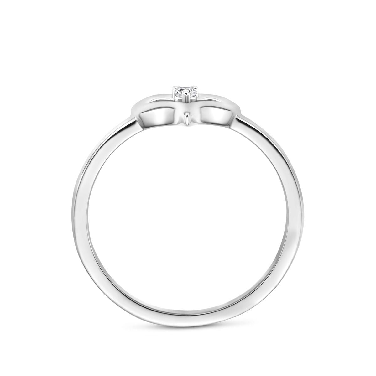 Rhodinierter 925er Silberring mit Herz und Zirkonia