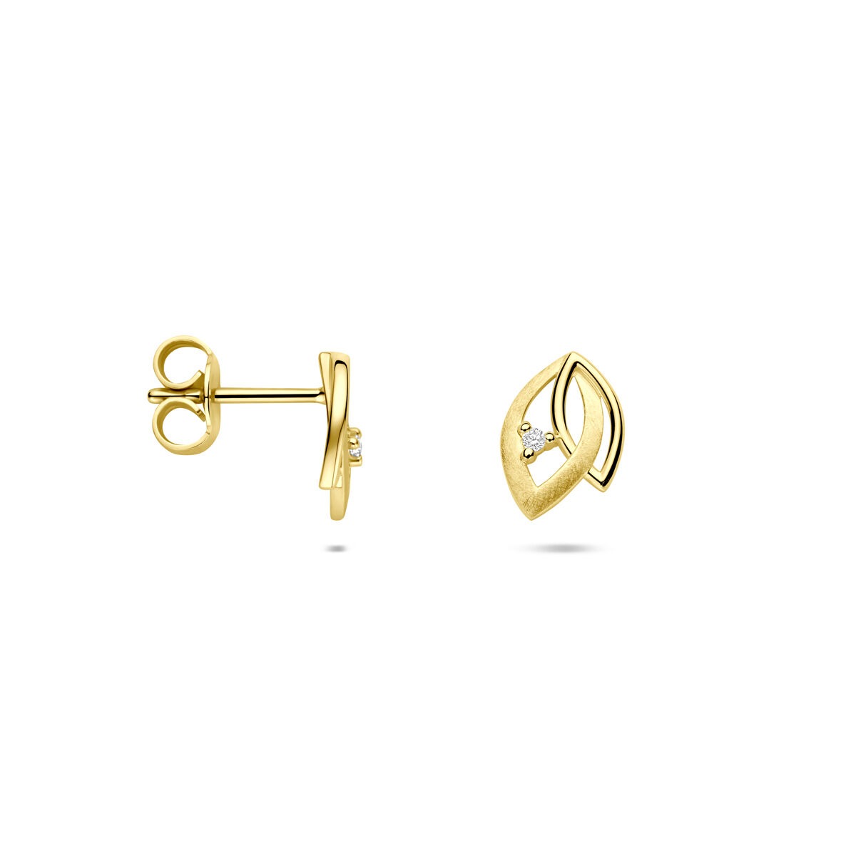 Goldohrstecker mit Diamant 14k 0,02ct (2x 0,01ct) h si 9,5 mm