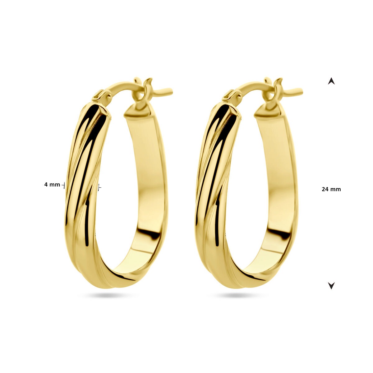 Vergoldete Silberohrringe Damen – Gelbgold auf 925er Silber, gedrehtes Design 24 mm