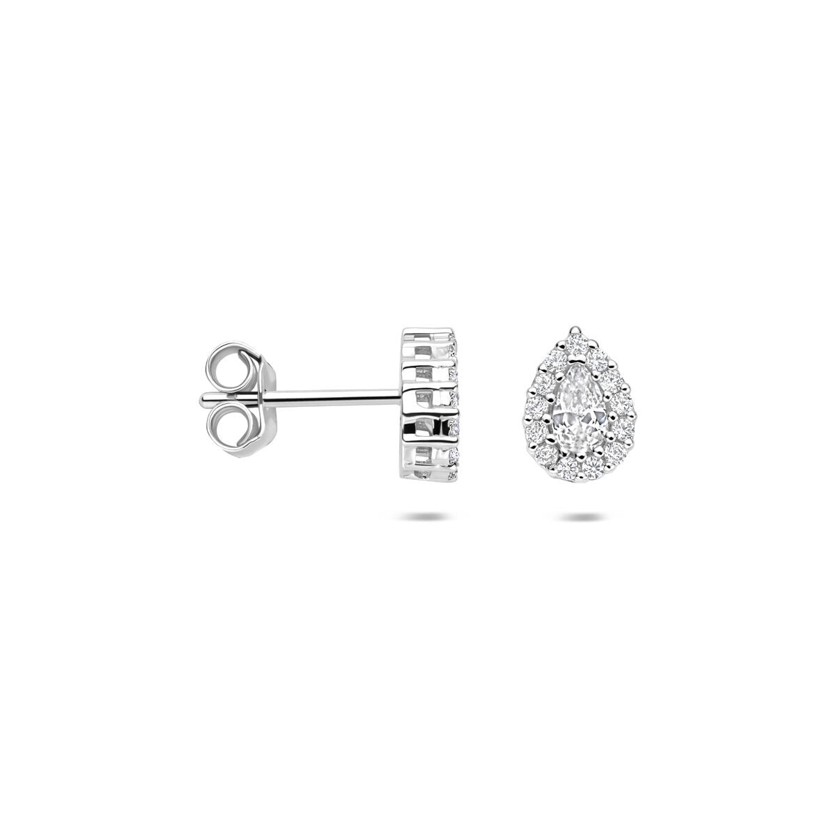 Silberohrstecker mit Zirkonia – rhodiniertes 925er Silber