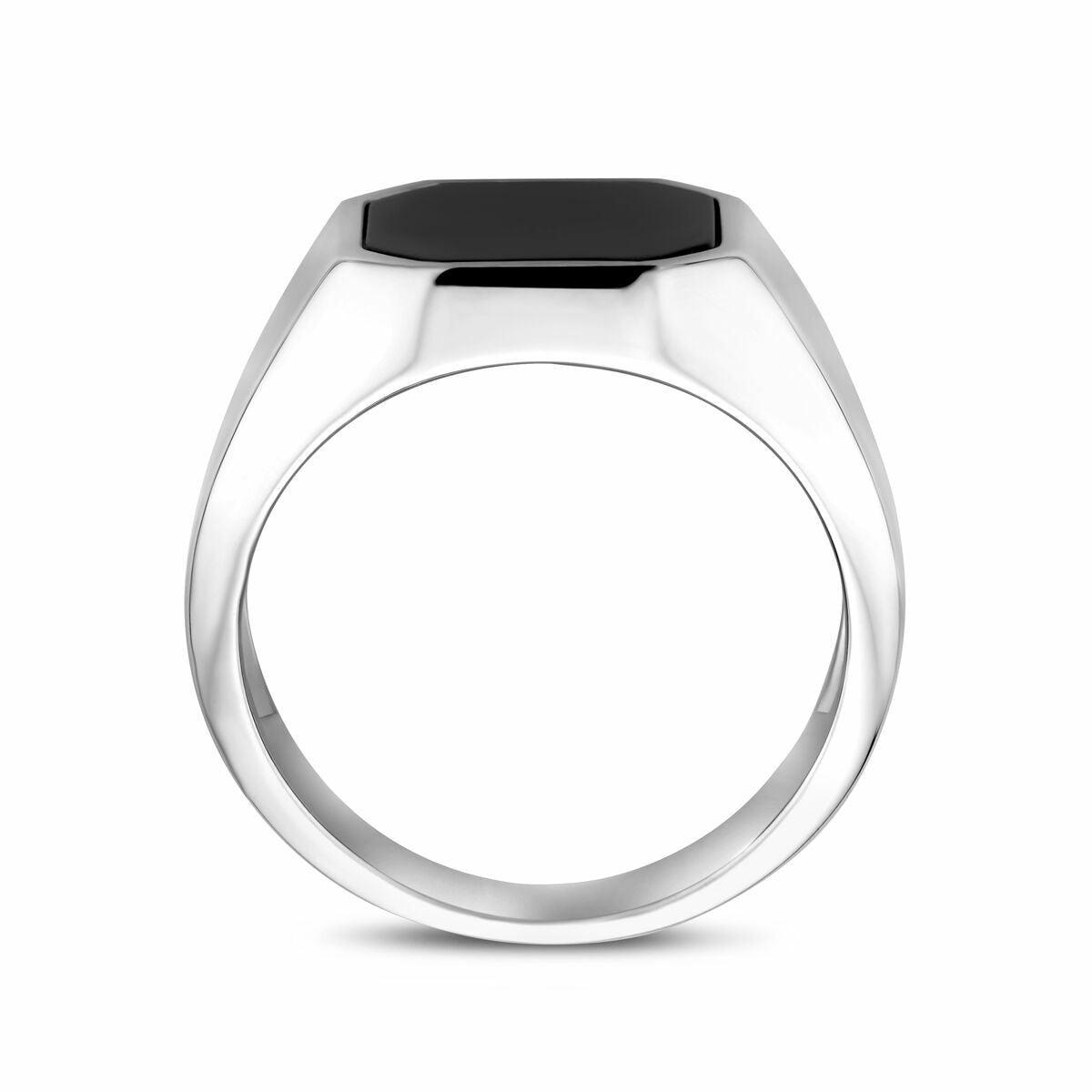925 Rhodiniert Silber Siegelring mit Onyx