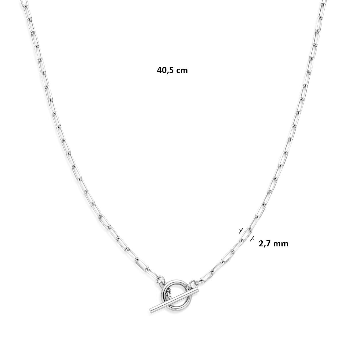 Rhodiniertes 925er Silbercollier mit Knebelverschluss