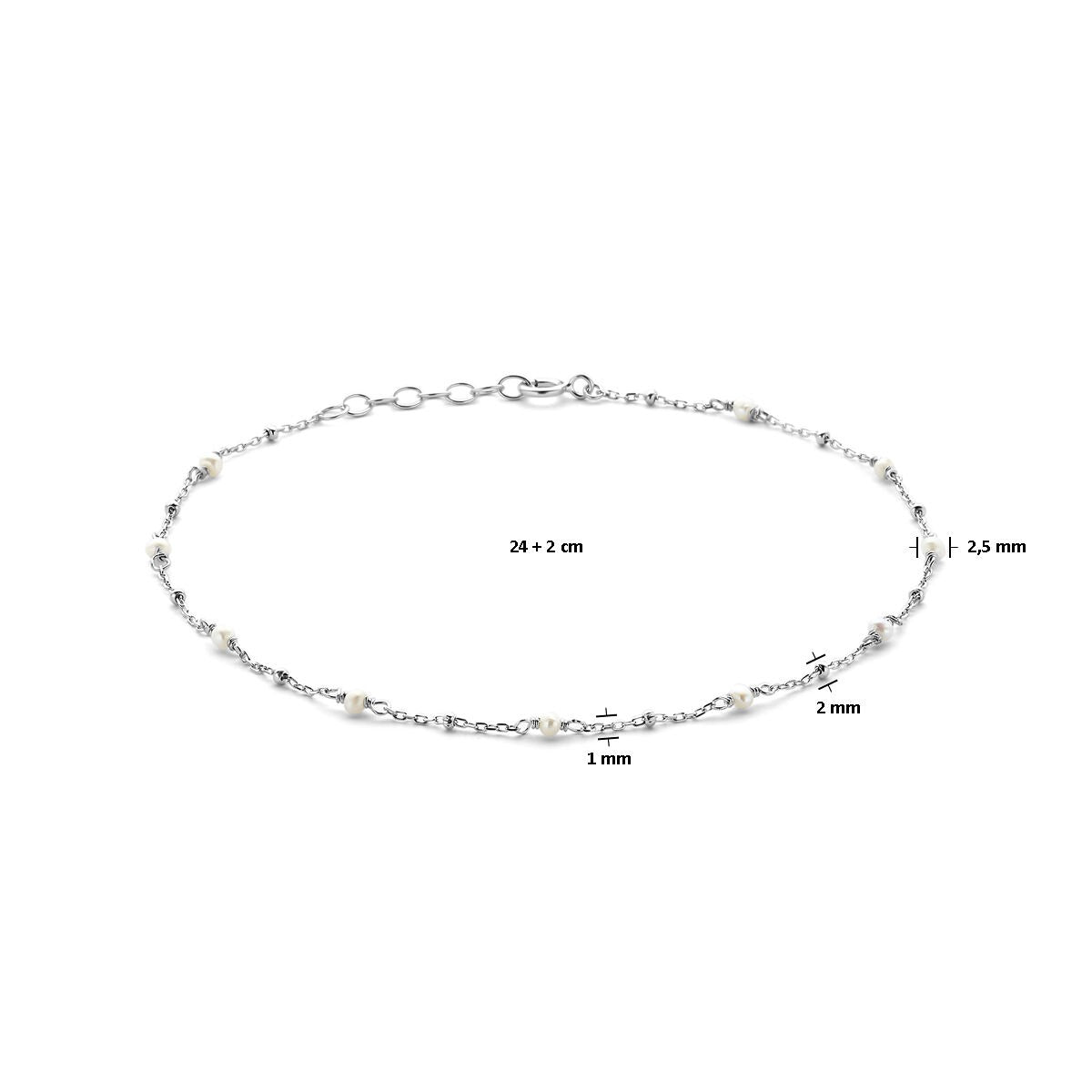 925 Rhodiniertes Silber-Fußkettchen mit Perle