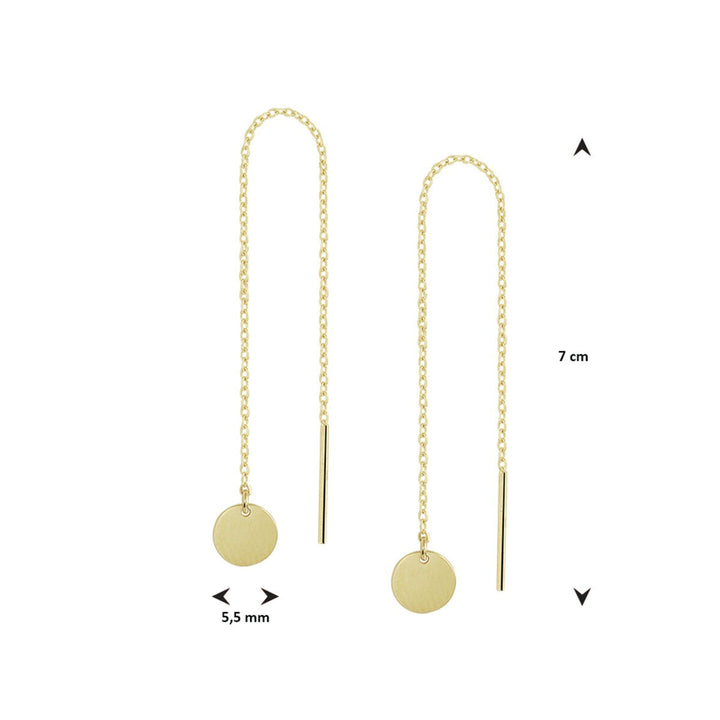Durchsteckohrringe, rund, 14K Gelbgold