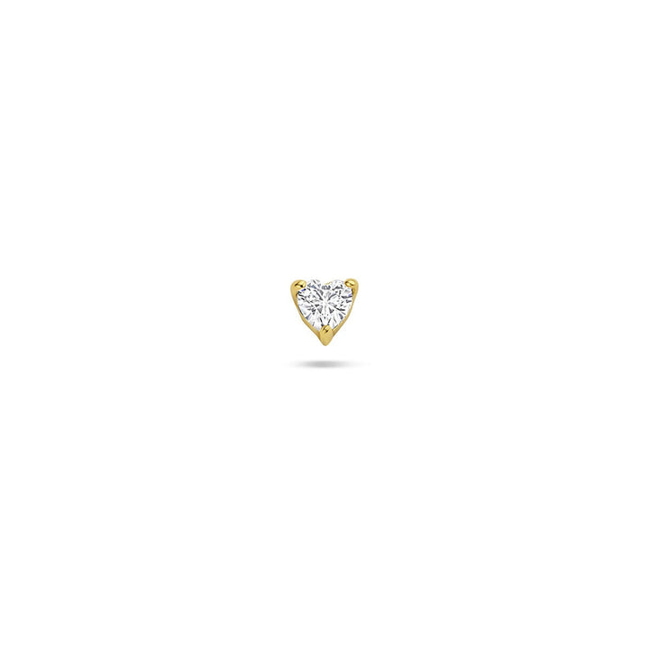 Verguld zilveren flat back piercing hartje met zirkonia – 925 zilver