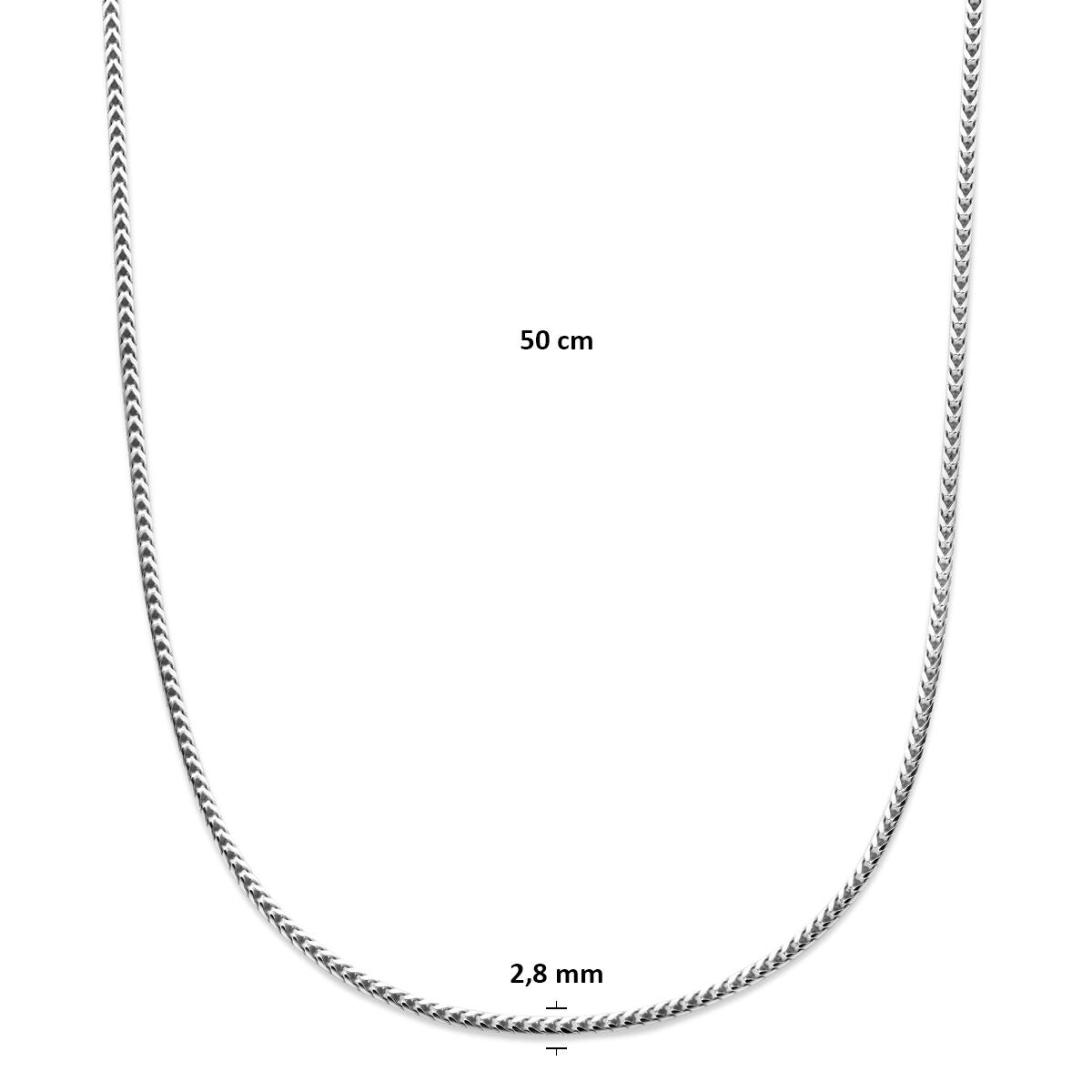 Silberne Herrenkette – Rhodiniertes Fuchsschwanzcollier 2,8 mm