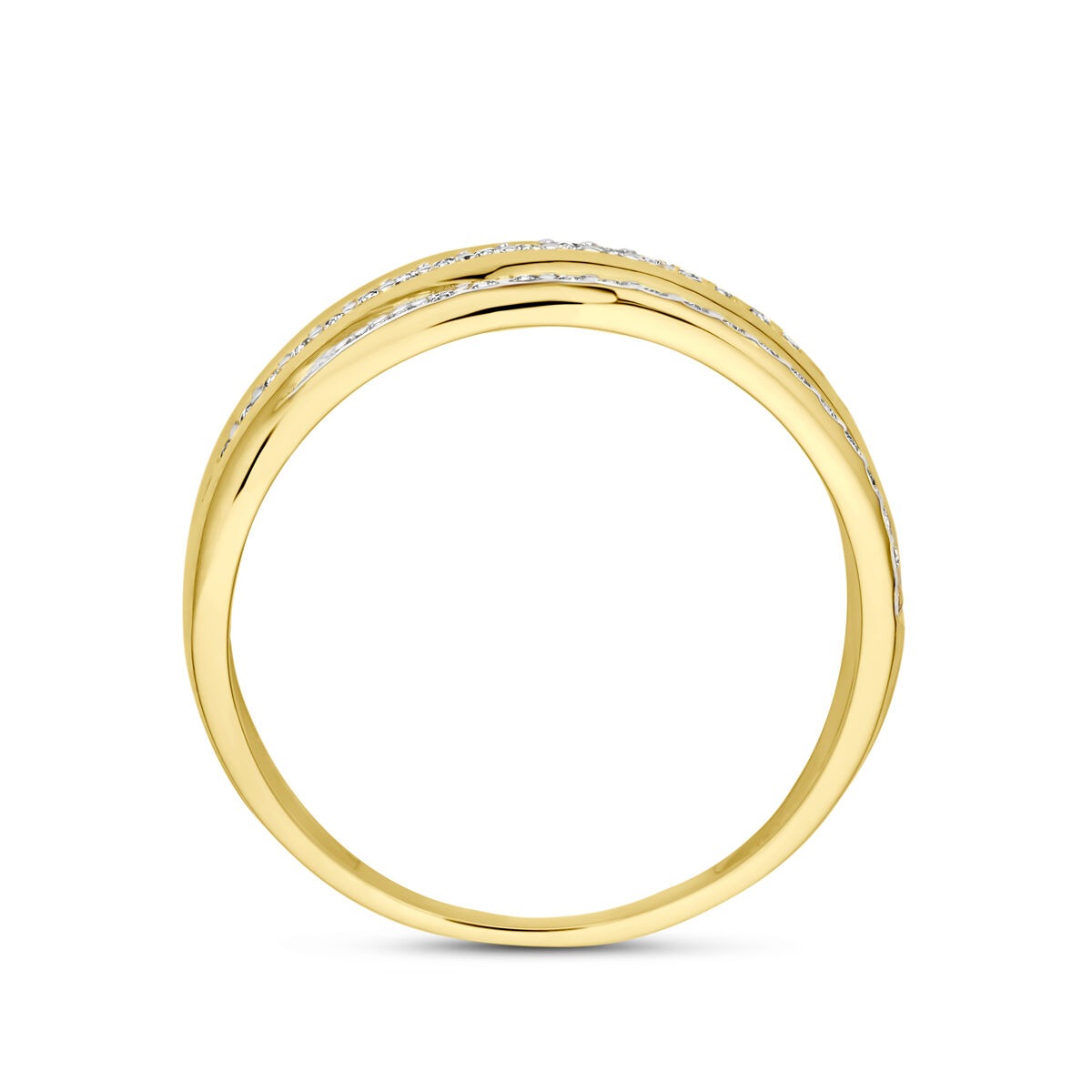 9-Karat-Gelbgold-Damenring mit Zirkonia – kraftvoll und funkelnd