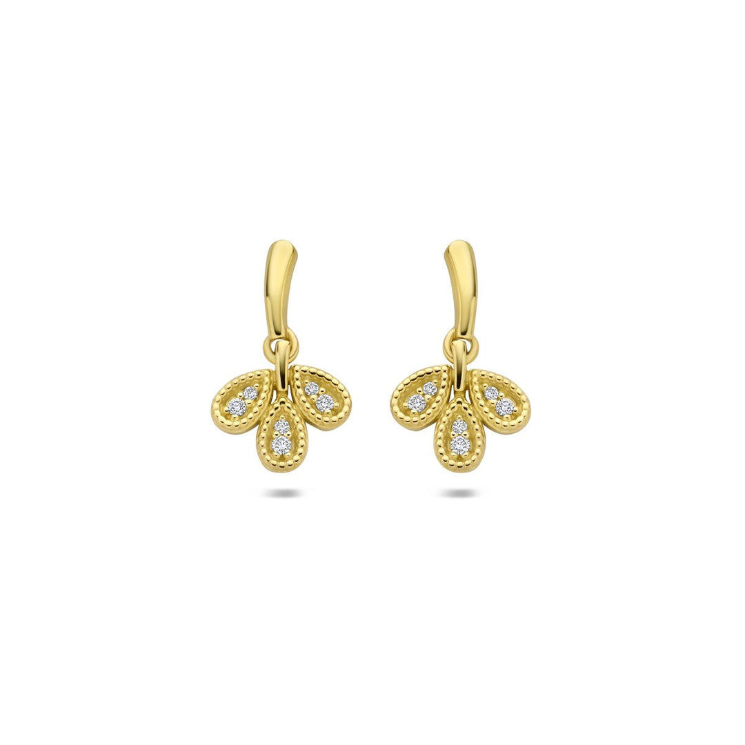 Gouden oorhangers met diamant – 14k geelgoud