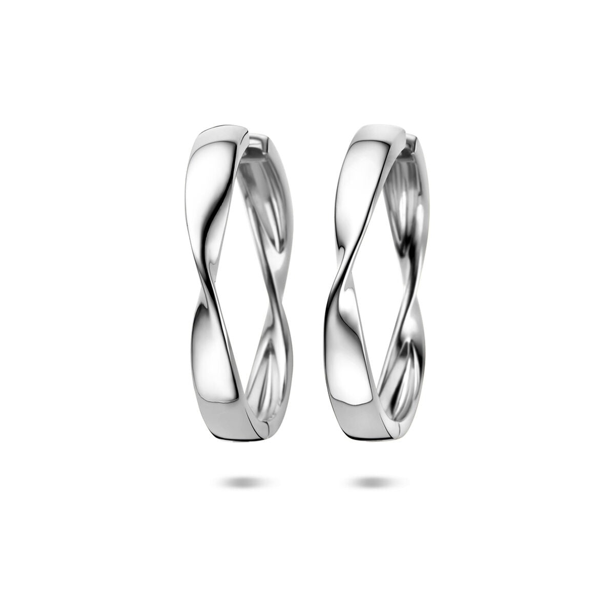 Silberne Klapp-Ohrringe für Damen in geschwungener Form mit einem Durchmesser von 40 mm und einer Breite von 5,5 mm