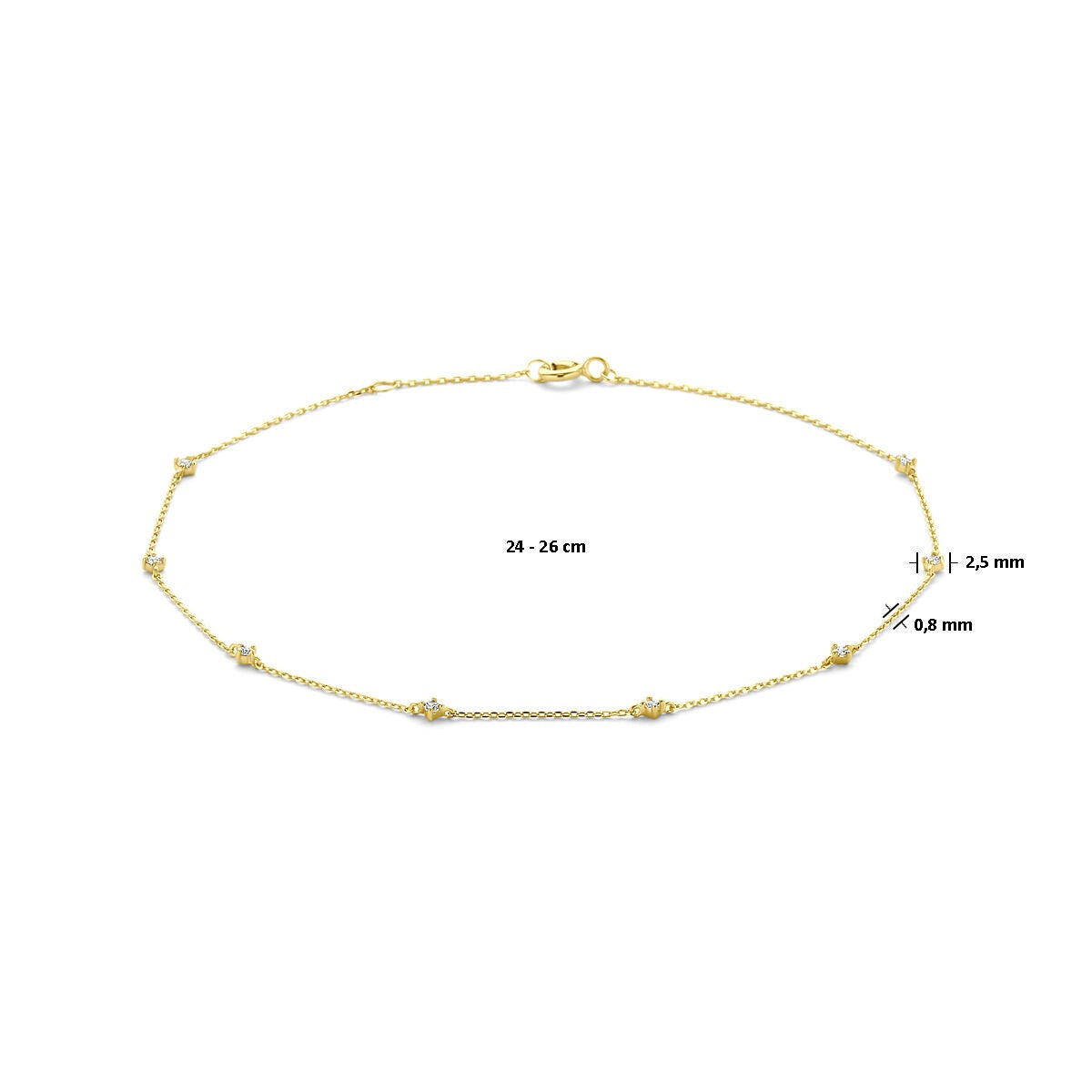 14k Gelbgold-Fußkettchen mit Zirkonia